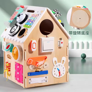 Jouets éducatifs Montessori pour bébés, <span class=keywords><strong>maison</strong></span> multifonctionnelle rotative en bois, apprentissage des compétences de la <span class=keywords><strong>vie</strong></span>, aides pédagogiques, cadeaux pour enfants - Product Image 4