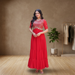 TENNECY Hermoso Conjunto de Pent y Dupatta con Diseño Moderno y Novedoso, Bordado Falso con Lentejuelas Zari, Reversible y de Secado Rápido para Mujer - Product Image 1