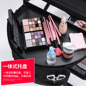 Chaise de maquilleur pliable en aluminium, entièrement noire, design moderne, sac de rangement portable pour salon de coiffure - Product Image 2