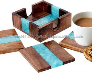 Eco Friendly Bamboo <b>Coaster</b> <b>Set</b> with Non Slip Base for Coffee Tea and Cold Drink Glasses Available At Competitive Price - Product Image 4