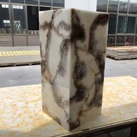 Pierre d'onyx artificielle personnalisée translucide décorée boîte à lumière d'albâtre onyx blanc rétro-éclairé avec Offre Spéciale d'usine