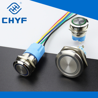 Interrupteurs à bouton-poussoir CHYF avec indicateur LED RVB, étanches, en métal, 6mm, 8mm, 10mm, 12mm, 16mm, 6V-220V, 1NO1NC