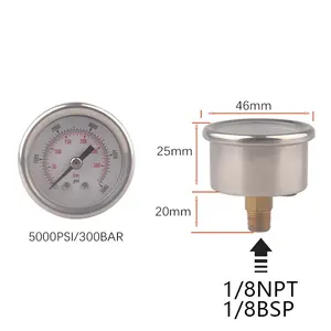 <span class=keywords><strong>Manomètre</strong></span> haute pression en acier inoxydable 304, filetage M10*1 1/8BSP 1/8NPT, -20°C à 80°C, pour station de remplissage de compresseur, <span class=keywords><strong>plongée</strong></span>, gaz - Product Image 2