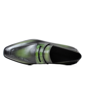 Mocasines de Hombre de Lujo con Patrón de Cocodrilo en Degradado Verde y Negro, Zapatos de Vestir de Cuero Premium, Zapatos Tradicionales Árabes Thobe Sin Cordones - Product Image 3