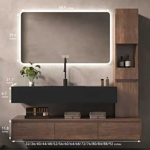 Mueble de Baño, Mueble de Baño de Alta Gama de 36-92 Pulgadas con <span class=keywords><strong>Lavabo</strong></span> y Espejo con Gabinete Lateral, Mueble Flotante con Espejo Inteligente Antivaho - Product Image 6