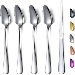 1010 Stainless Steel Scraper <b>Spoon</b>, <b>Grapefruit</b> Knife, Toothed Fruit Scoop, Dessert <b>Spoon</b>, Fruit <b>Spoon</b>, Orange Peeling <b>Spoon</b>, - Product Image 5