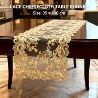 Chemin de table de luxe en gaze ajourée style américain pour mariages et fêtes