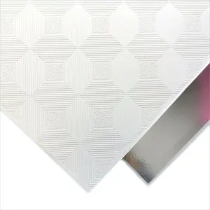 PVC 적층 석고 천장 패널 타일 7mm 두께 600x600mm PVC 석고 천장 타일 상업용 건물