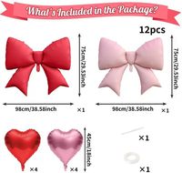Ballons décoratifs en aluminium à l'hélium « Joyeux Anniversaire » pour filles et femmes, 10 pièces, forme cœur rouge/rose avec nœud, pour mariage et anniversaire