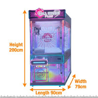 Machine à griffes en métal style maison de poupée avec lumières néon LED, vitrine en verre, attrapeur de jouets en peluche, jeu d'arcade à usage commercial