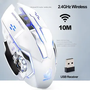 Portable Rechargeable Silent 2.4G Usb Optical 6D Computer RGB Led Glowing Rgp Gamer Wireless Gaming Mice Mouse With Side Buttons