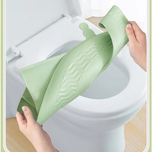 Couvre-siège de toilette en EVA à fixer, vert matcha, imperméable, lavable, pour toutes les saisons - Product Image 3