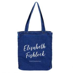 Bolso de Mano Personalizado de Mezclilla y Lona para Mujer, Estilo Estudiantil, con Letras Impresas, Bolso de Compras al por Mayor - Product Image 4