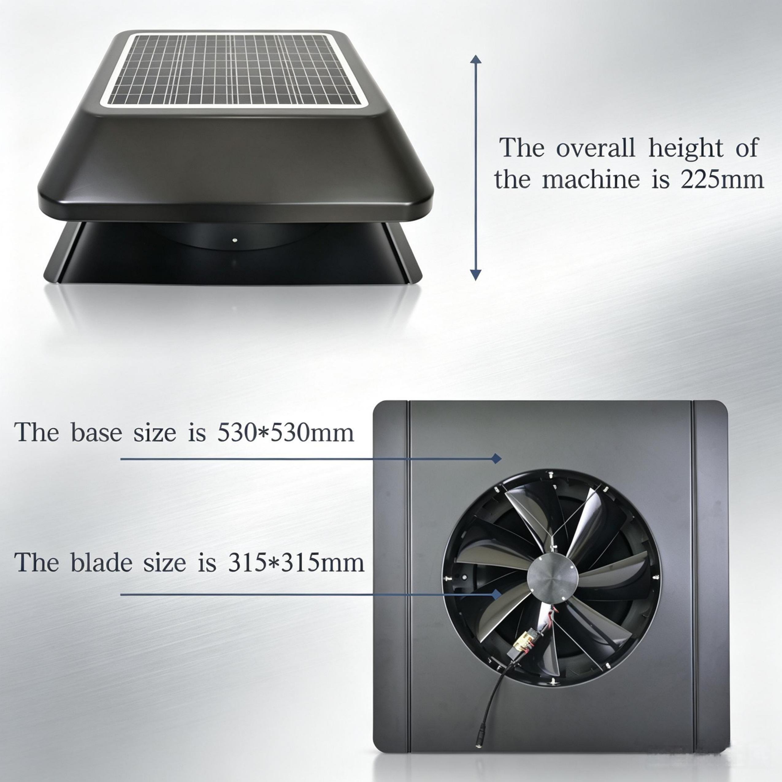 SIPL 25W-12inch Square Solar Power Attic Roof Ventilation Fan IP68 Waterproof DC Motor Galvanized Steel Fresh Air System · image 3