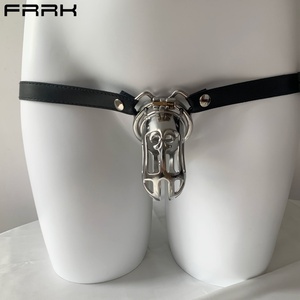 Anillo de Castidad Masculino FRRK-86, Pantalones de Cuero Negros, Juguete Sexual para Parejas Adultas - Product Image 1