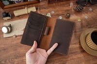 Porte-cartes de visite en cuir pleine fleur style vintage, carnet de voyage, journal intime en cuir fait main original