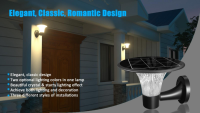 Lampe murale solaire LED extérieure étanche IP65 avec détecteur de mouvement PIR, 3 options de température de couleur, pour éclairage décoratif de cour et de villa.