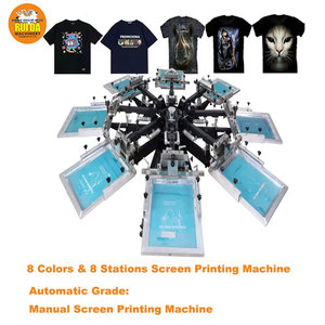Máquina de Serigrafía Rotativa para Camisetas, Conjunto Completo de 8 Colores y 8 Estaciones, Manual, para Impresión Textil - Product Image 1