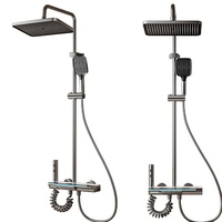 Système de douche à effet cascade numérique mural pour salle de bain avec fonction massage intelligente, en aluminium spatial, design moderne et épuré