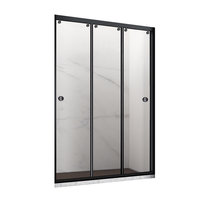 Porte coulissante à trois côtés en verre trempé de 8 mm de haute qualité, design moderne, luxe, acier inoxydable 304