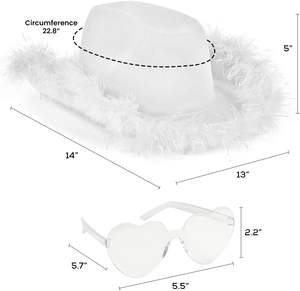 Accessorio per Addio al Nubilato SOLPOP, Occhiali a Forma di Cuore Luminosi Disco, Cappello da Cowgirl con Piume per Ragazze - Product Image 2