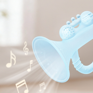 Jouet de <span class=keywords><strong>dentition</strong></span> pour bébé en silicone de qualité alimentaire Newsun, sans BPA, en forme de trompette musicale, doux, facile à saisir, jouet sensoriel unisexe - Product Image 4