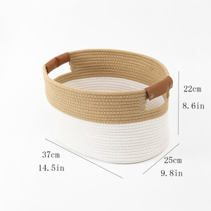 Corde de coton tissé jouet Snack panier bureau panier de rangement poignée en <span class=keywords><strong>cuir</strong></span> panier de rangement panier - Product Image 6