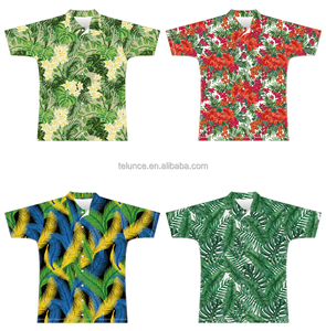 FQハワイアロハビーチシングレットアウトフィット花柄トロピカルフルボタンダウンカスタムデザイン昇華プリントポロシャツ - Product Image 2