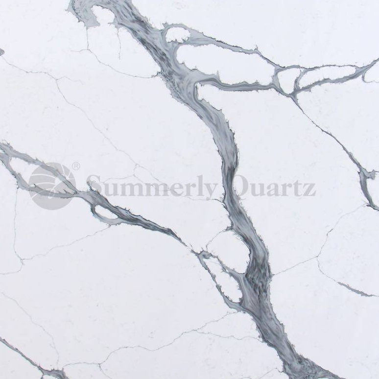 Инженерный кварцевый камень, супербелый Настольный искусственный калакатский камень, серый Оскар, популярный в США кухонный белый кварцевый камень