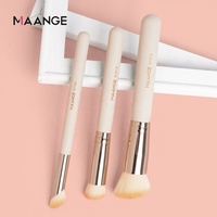 MAANGE Lot de 3 pinceaux de maquillage pour fond de teint pinceau correcteur coudé lot de 3 pinceaux de maquillage de haute qualité avec logo personnalisé