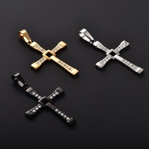 Collier Hip Hop avec pendentif croix en strass Dominic, en acier inoxydable 316L, bijou Jésus pour hommes et femmes - Product Image 5