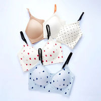 Soutien-gorge sans couture de haute qualité pour femme, imprimé cœur, invisible, confortable, type T-shirt, bonnets lisses, sous-vêtement doux pour tous les jours
