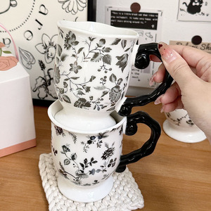 Other Ceramic <b>Retro</b> Stemmed Mug 301-400ml With Spoon Heat Resistant Perfect For Gifting Office Home Use - Product Image 5