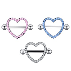1 pièce d'accessoires sexuels pour femmes Anneau de téton double diamant en forme de cœur Piercing corporel sexy Anneau de téton en acier inoxydable Bijoux - Product Image 1