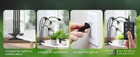 Lampu Tanam LED SANSI untuk Tanaman Dalam Ruangan, Pengatur Waktu 40W Spektrum Penuh, Lampu Tanam dengan Klip Gooseneck dan Timer 4/8/12 Jam