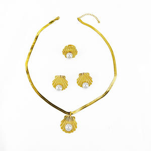 Juego de <span class=keywords><strong>Joyería</strong></span> de Tres Piezas con Perlas de Imitación Clásicas y Elegantes para Aniversario, Boda, Fiesta en la Playa (Titanio) - Product Image 5