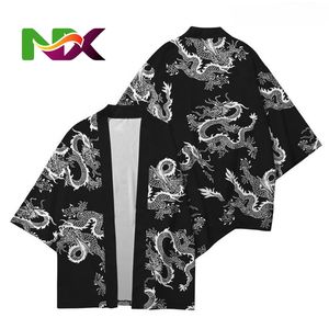 Kimono de mode japonaise Harajuku 2024, blanc et noir, cardigan pour hommes et femmes, chemisier Haori Obi, vêtements asiatiques, samouraï - Product Image 6