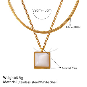 Nouveau collier minimaliste français populaire en coquille blanche et or double couche, design élégant et original, chaîne serpent pour femme - Product Image 1