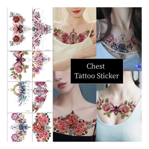 Pegatinas de <span class=keywords><strong>tatuaje</strong></span> temporales personalizadas <span class=keywords><strong>para</strong></span> mujeres diseños de <span class=keywords><strong>flores</strong></span> de mariposa cubierta cicatriz brazo pecho arte corporal - Product Image 2
