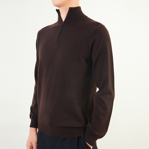 Suéteres de punto de Cachemira pura de <span class=keywords><strong>cuello</strong></span> <span class=keywords><strong>alto</strong></span> con cremallera para <span class=keywords><strong>hombre</strong></span>, suéter de Cachemira de manga larga de punto de Color sólido personalizado para <span class=keywords><strong>hombre</strong></span> - Product Image 2