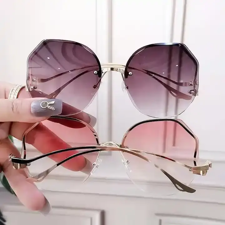 2023 новейшие модные женские солнцезащитные очки без оправы Uv400 брендовые дизайнерские градиентные солнцезащитные очки женские очки