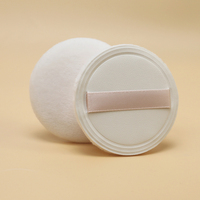 Ultra-mince personnalisé en cuir PU flocage poudre gâteau bouffée daim bouffée miel poudre maquillage éponge usine personnalisée