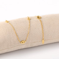 Rétro Français Acier Inoxydable Plaqué Or 18K Nez de Cochon Grain de Café Chaîne Collier Titane Acier Géométrique Ovale Chaîne Collier