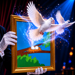 Cadre photo colombe volante magique, accessoire d'<span class=keywords><strong>illusion</strong></span> scénique, tour de magie avec oiseau, accessoires de spectacle pour magicien professionnel - Product Image 1