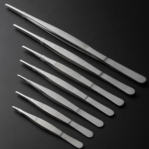 Pinzas de acero inoxidable de 12,5 cm a 30 cm, cabeza redonda antideslizante con dientes engrosados para alimentación de reptiles, uso doméstico - Product Image 1