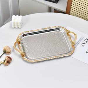 Wholesale Serving Tray Luxury Gold Silver Middle Eastern Style Decorative Fruit Jewelry Dessert Nut <b>Snack</b> <b>Plate</b> Home Room - Product Image 3