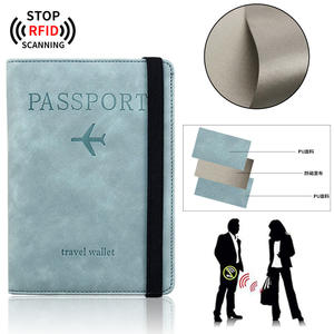 Portefeuille de voyage en cuir PU personnalisé, vente en gros, porte-cartes anti-RFID avec fente pour billet, couverture de passeport - Product Image 4