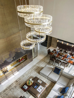 Lustre moderne en cristal LED de haute qualité avec anneau doré pour hôtel, villa, projet d'escalier JY9205