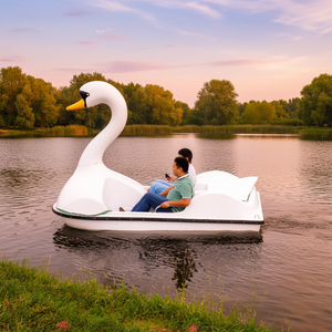 Bote a Pedal Acuático QIQU de 3.2m con Casco de Fibra de Vidrio y Toldo, Capacidad para 2 Personas, Diseño Romántico en Forma de Cisne, 200kg de Capacidad - Product Image 1