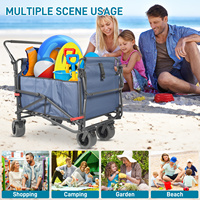 Chaises de plage pliantes portables OEM à quatre roues, vélo pliant convertible, structure en maille, tissu